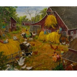 Gerald Lee Nees (American, b.1938) 'Putting Hay' Oil on Canvas