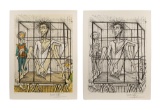 Bernard Buffet (French, 1928-1999) 'Don Quixote en Cage' Lithographs