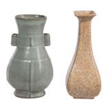 Chinese Celadon Crackle Glaze Vases