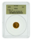 1855 $1 Gold Type 2 MS-62 PCGS