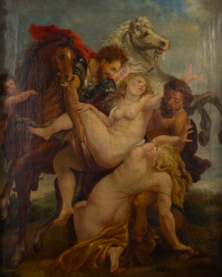After Peter Paul Rubens (1577-1640) 'Rape of the Daughters of Leucippus' Oil on Canvas