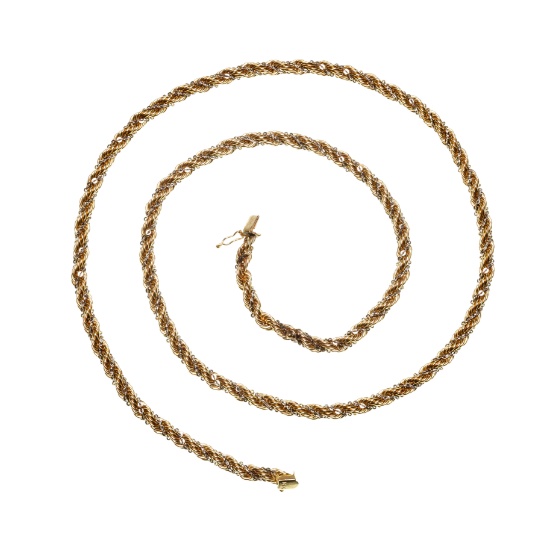 14k White and Yellow Gold Twisted Rope Gold Necklace