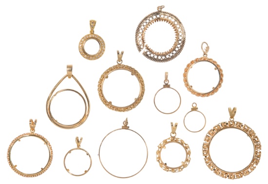 18k Gold with Diamonds and 14k Gold Coin Bail Assortment