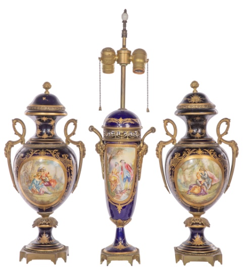 Sevres Style Lamp and Urn Assortment