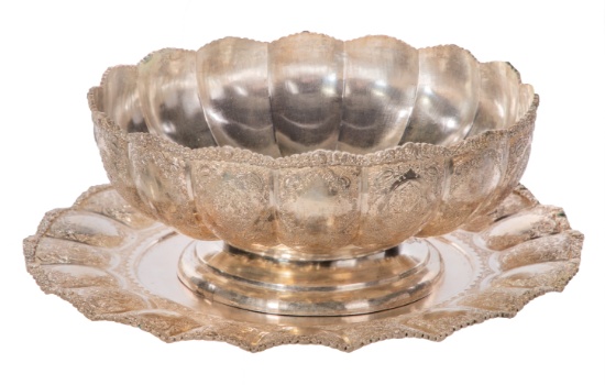 Persian Silver Bowl and Tray