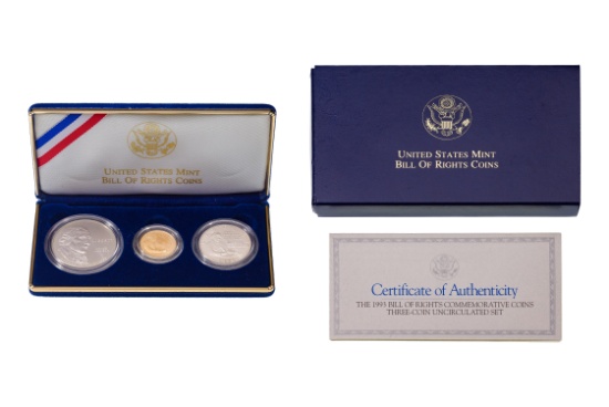 1993 Bill of Rights Gold and Silver Coin Set