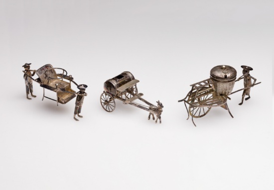 Chinese Silver Condiment Caddies