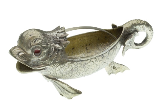 European Silver Fish Salt Cellar