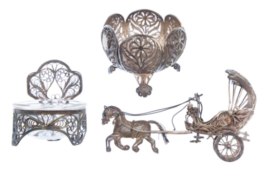 Sterling Silver Filigree Salt Cellar Assortment