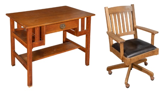 Stickley Brothers Writing Desk and Office Chair