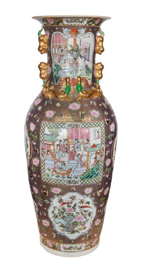 Chinese Famille Rose Floor Vase