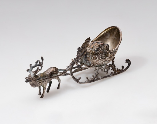 European Silver Reindeer Salt Cellar