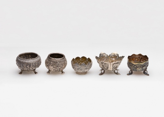 Southeast Asian Silver Salt Cellar Assortment