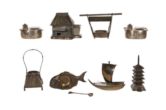 Chinese Sterling Silver Salt Cellar Collection