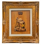 Gordon King (American, 20th Century) 'Pinocchio' Carved Wood Wall Art