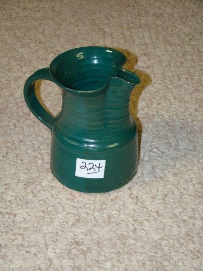 POTTERY STYLE PITCHER GREEN 7 INCHES