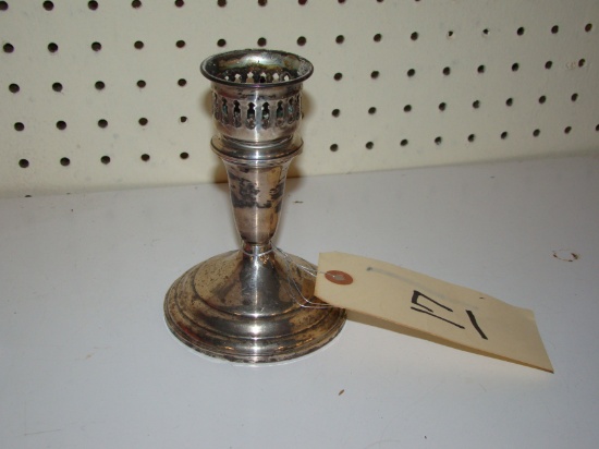 STERLING CANDLE STICK BY TOWLE, WEIGHTED, 5 1/2 INCHES EX CONDITION