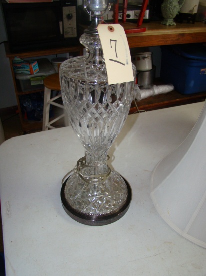 WATERFORD LAMP 32 INCHES TALL TOP, FINIAL WITH CRYSTAL SLIGHTLY EX CONDITIO