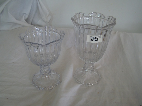 GLASS VASES, 8 & 10 INCH, EX CONDITION COLLECTION OF TWO