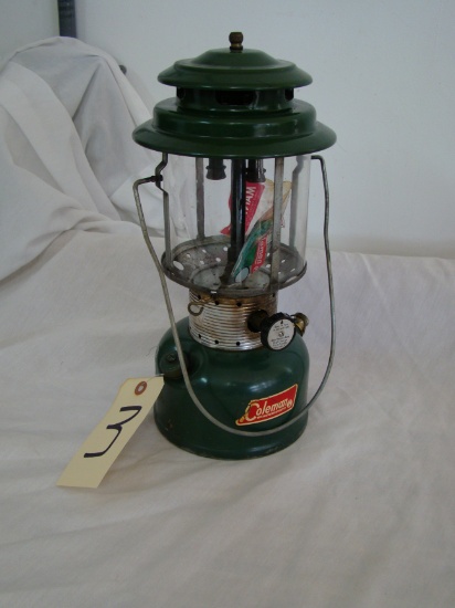 COLEMAN CAMPING LANTERN GOOD CONDITION 19 INCHES WITH HANDLE UP