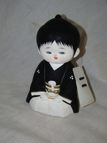 JAPAN GENUINE HAKATA DOLL, BLACK ROBE, 5-1/2"