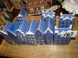 Lot Of Blue & White Ceramic Houses