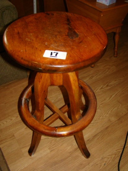 VINTAGE WOODEN COUNTER STOOL