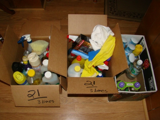 3 BOXES OF CLEANING SUPPLIES