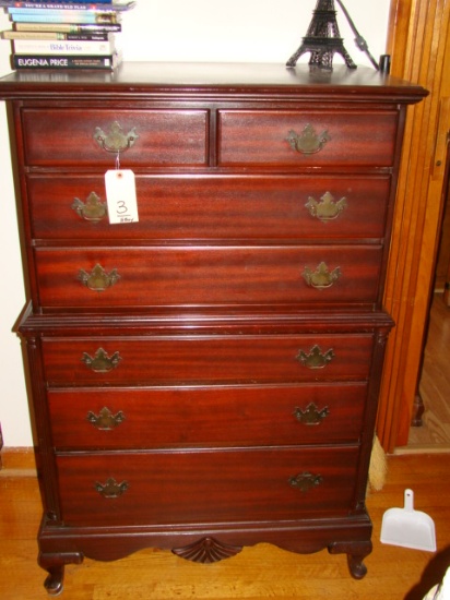 MAHOGANY HIGH BOY CHEST OF DRAWERS