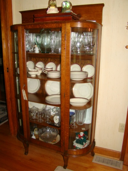 OAK BOW FRONT CHINA CABINET