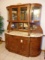 FRENCH STYLE INLAID MARBLE TOP SIDEBOARD W/BREAKFRONT CABINET TOP
