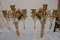 PAIR OF BRASS COLORED AND MARBLE WALL SCONCES