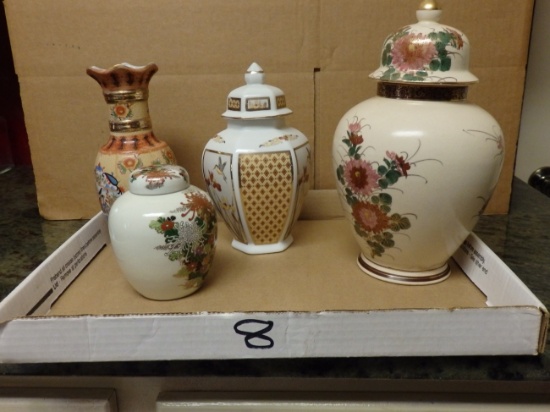 LOT OF PORCELAIN AND CERAMIC GINGER JARS AND VASE