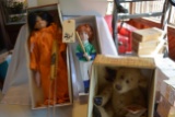 BEAR AND PORCELAIN DOLL LOT