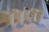 LOT OF 7 GRAPE CLUSTER MILK GLASS FOOTED TUMBLERS