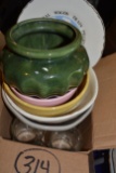 BOX OF POTTERY WITH MCCOY BOWLS