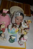 LOT OF PORCELAIN FIGURINES AND CERAMIC PLANTERS
