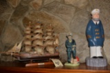 MODEL SHIP AND CAPTAIN FIGURES