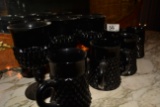 LOT OF BLACK DIAMOND POINT GOBLETS AND MUGS
