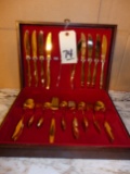 GOLD PLATED FLATWARE SET WITH CHEST