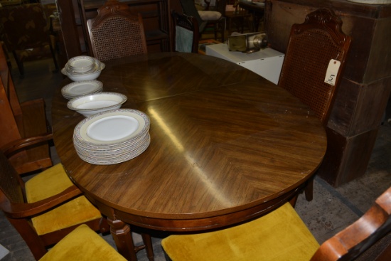 FRENCH STYLE DINING ROOM TABLE, CHAIRS