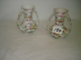 MATCHING PR OF FLORAL DECORATED VASE