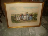FRAMED PRINT OF BERRY PICKERS