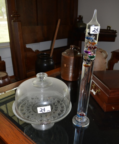 GALILEO THERMOMETER AND COVERED CAKE SERVER