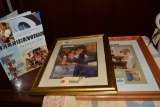 LOT OF TWO PICTURE FRAMES AND BOOK
