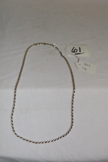 ESTATE .925 SILVER ROPE STYLE NECKLACE