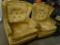 2 GOLDEN UPHOLSTERED FRENCH STYLE CHAIRS