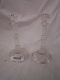 PAIR OF AUSTRIAN LEAD CRYSTAL CANDLE STICKS