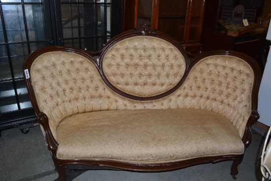 Super Walnut Victorian Love Seat