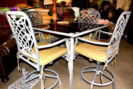 Aluminum Patio Table w/ 4 Chairs